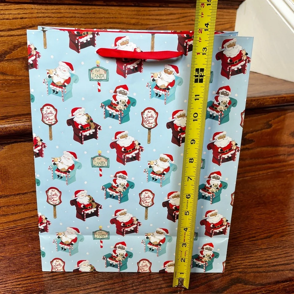 Lot of 5 African American Santa Themed Holiday Christmas Bags